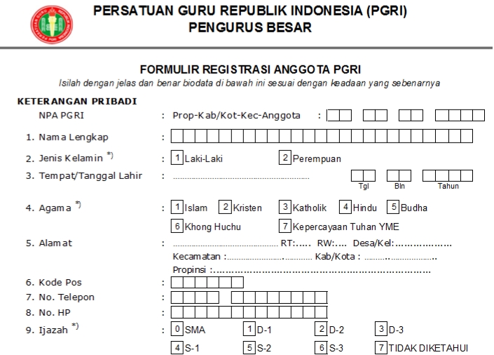 Pendaftaran PGRI Cipondoh - Persatuan Guru Republik Indonesia Cabang Cipondoh
